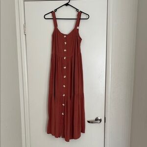 Böhme Burnt Orange Sleeveless Button-Down Maxi Dress